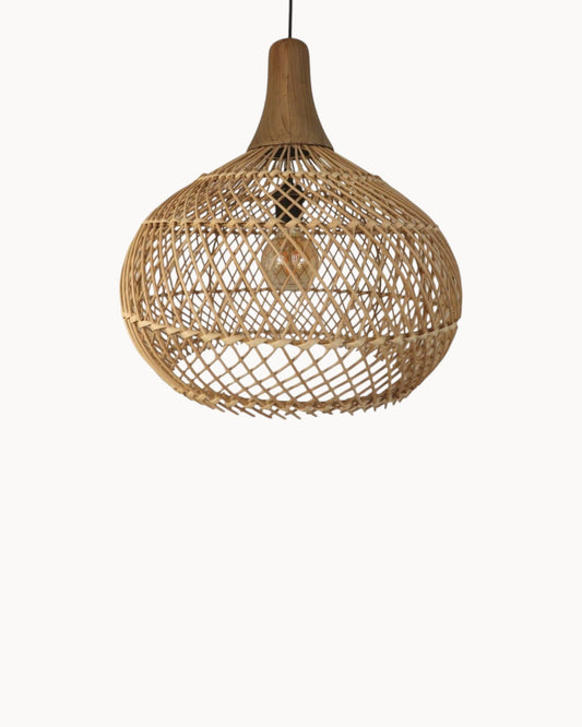 Natural Rattan Hanging Lamp Ø43cm – HSM Collection – Teak Finish – E27 Socket