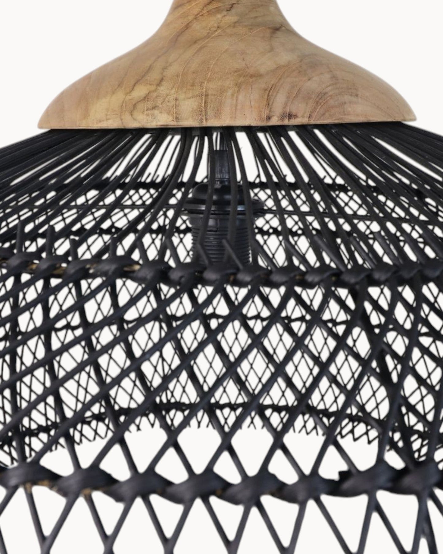 65 cm Rattan Teak Hanging Lamp – HSM Collection – Black/Natural