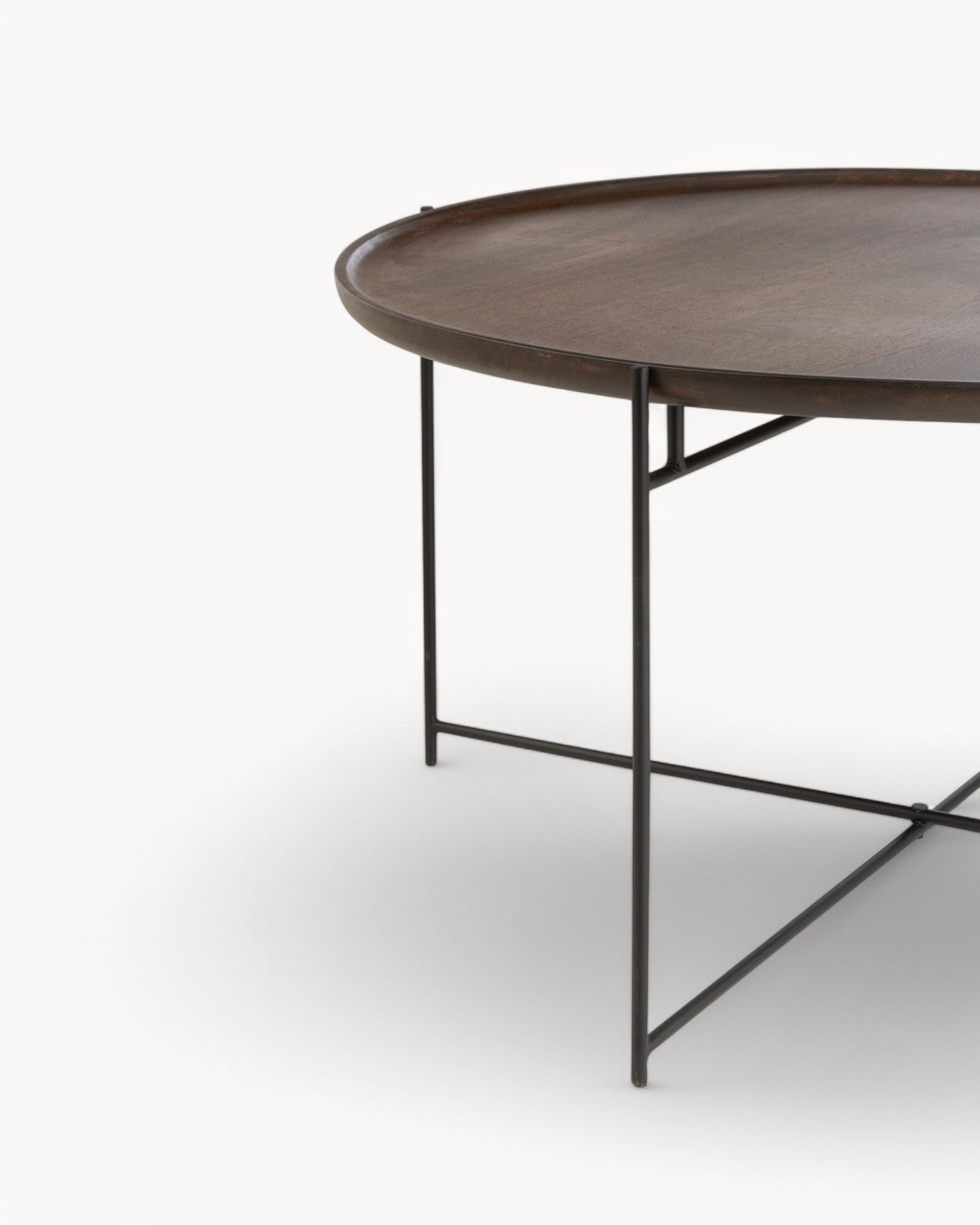 J-Line Round Coffee Table – Mango Wood & Iron – Brown and Black – 80 cm