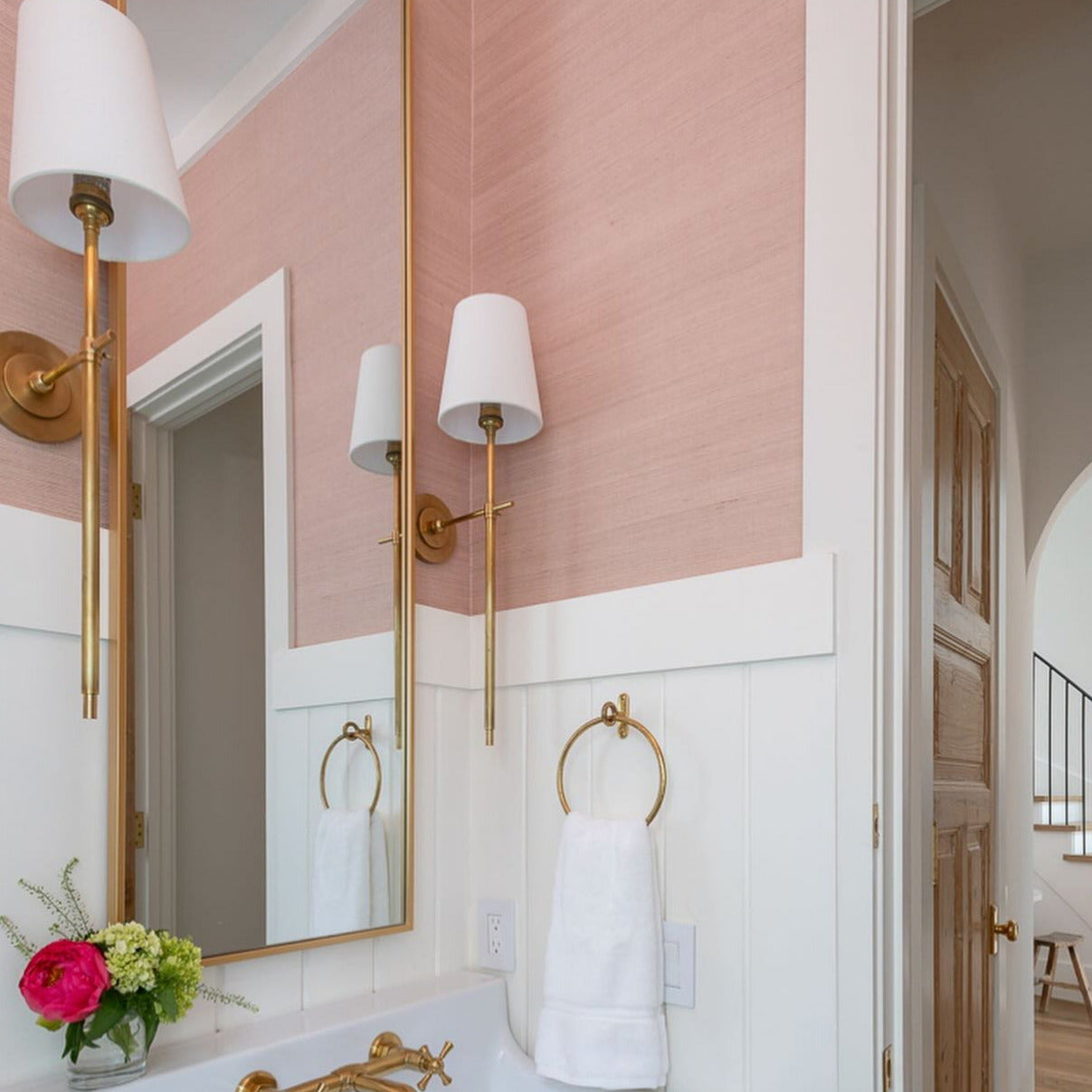 Brass Theodore Wall Lamp with Fabric Shade