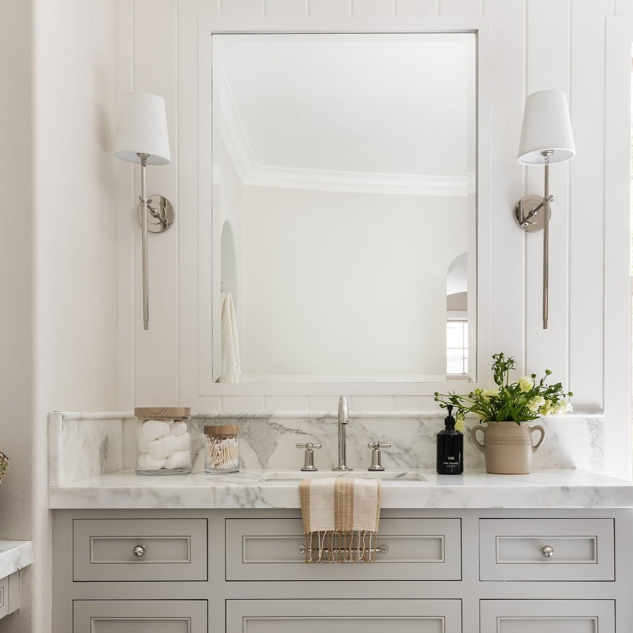 Brass Theodore Wall Lamp with Fabric Shade