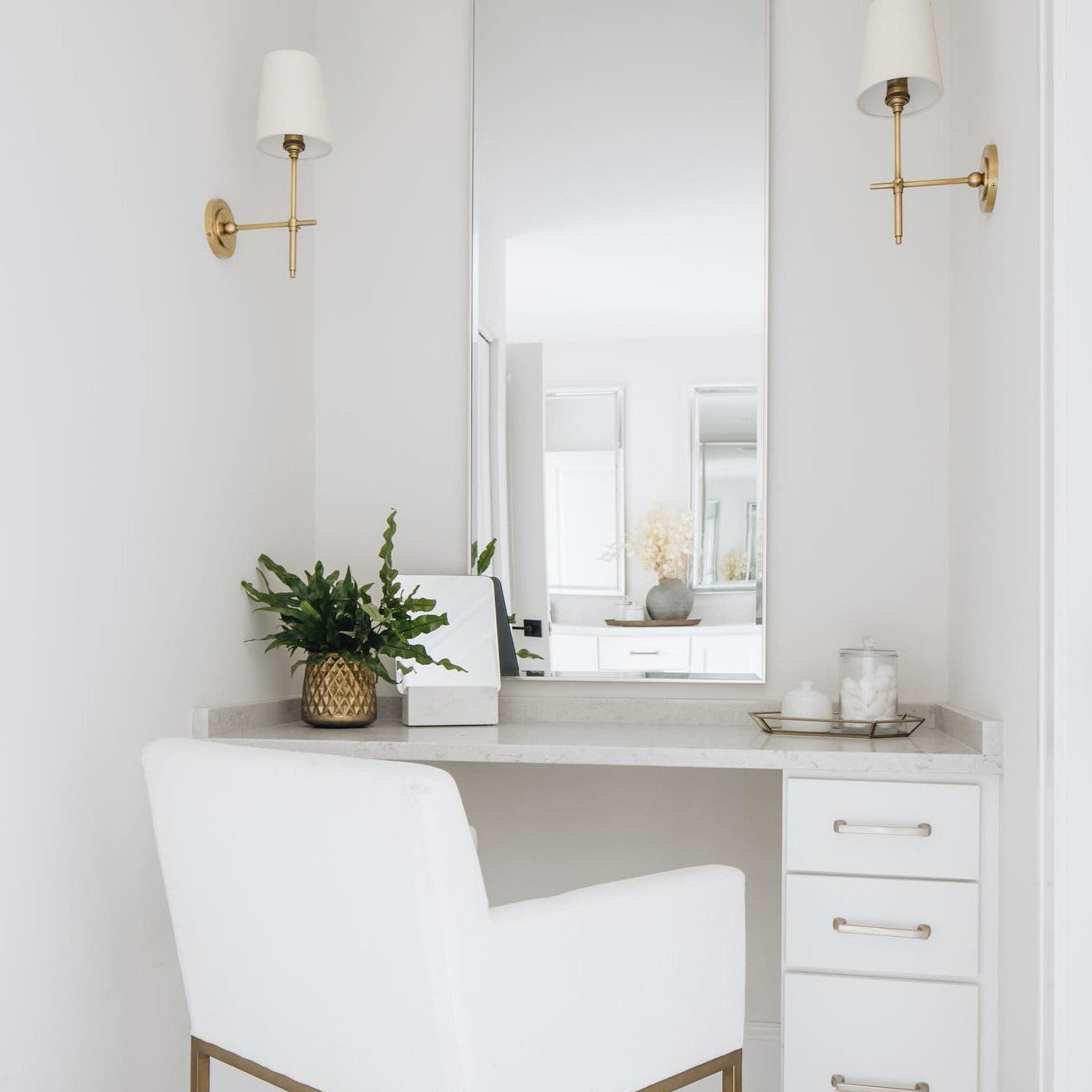 Brass Theodore Wall Lamp with Fabric Shade