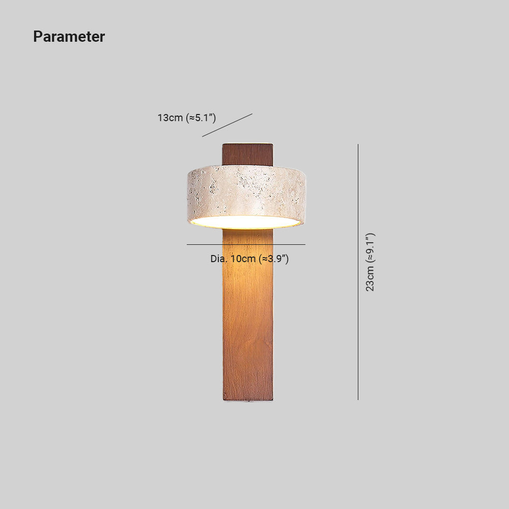 Jovan Travertine and Wood Wall Light