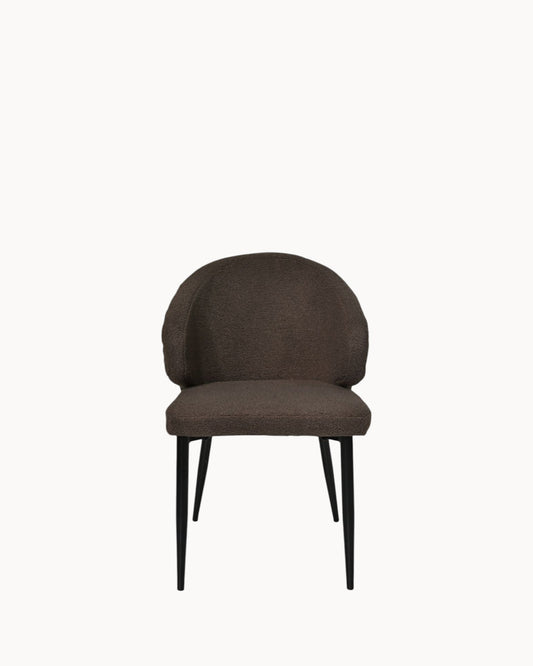 Set of 2 Yuna Dining Chairs – Espresso and Black Fabric with Metal Frame