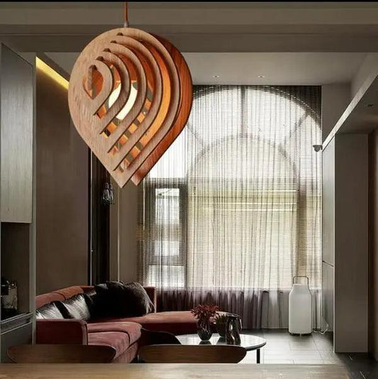 Contemporary Wooden Pendant Light | Natural Wood Finish, E27 Socket