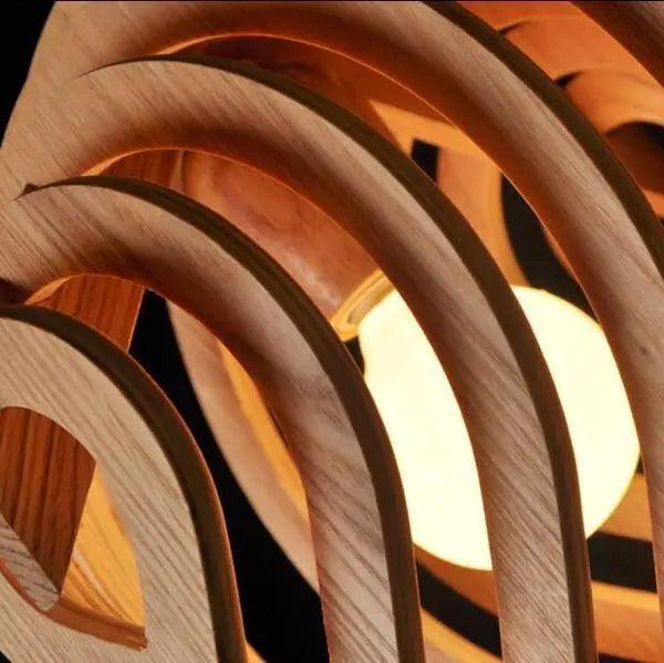 Contemporary Wooden Pendant Light | Natural Wood Finish, E27 Socket