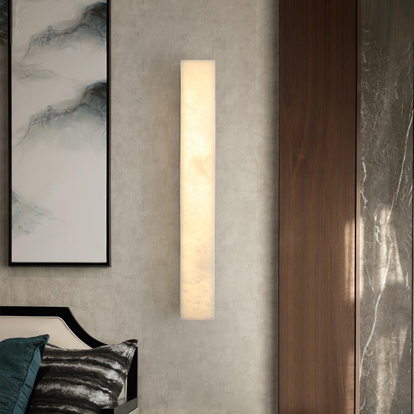 Isen Linear Wall Light in Brass and Alabaster