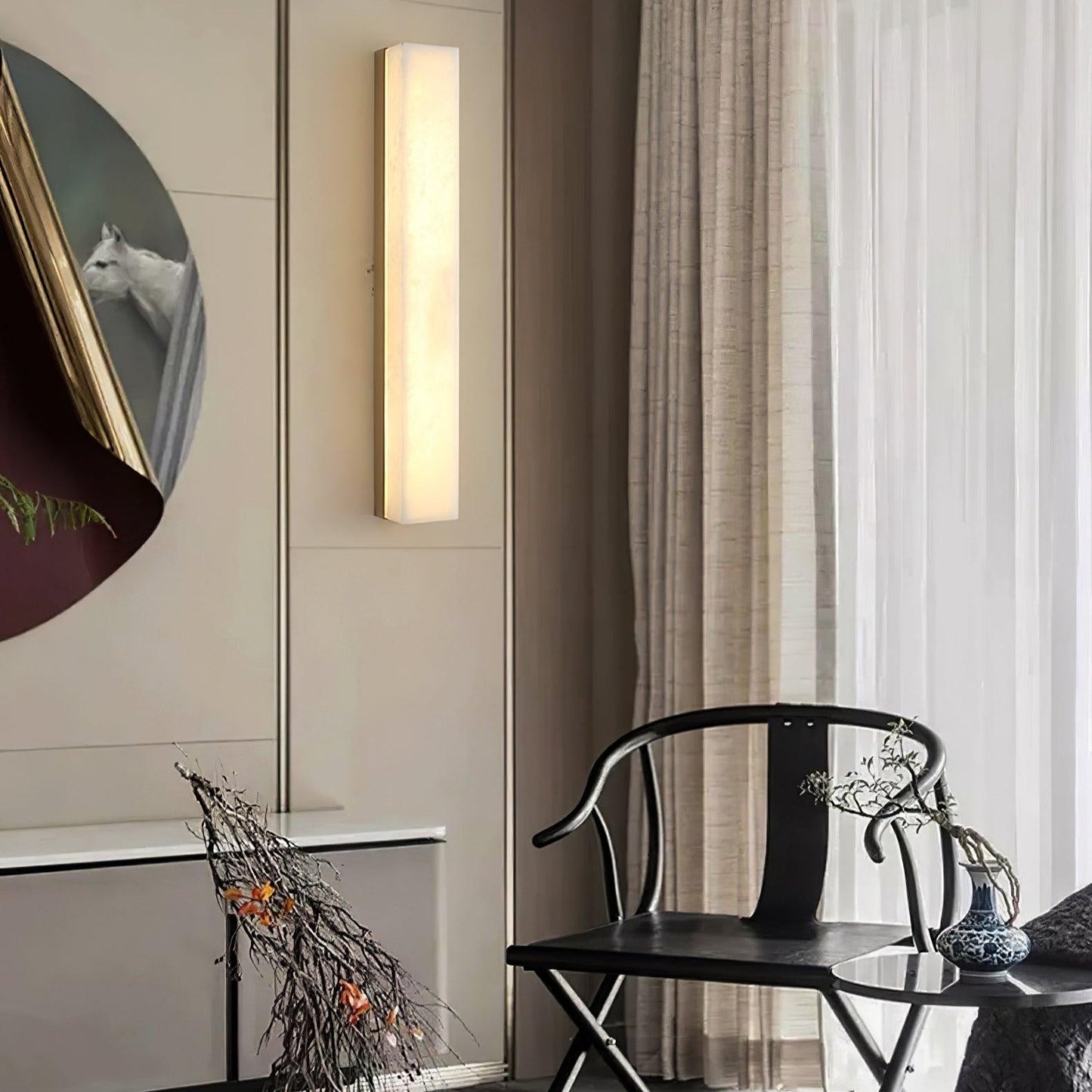 Isen Linear Wall Light in Brass and Alabaster