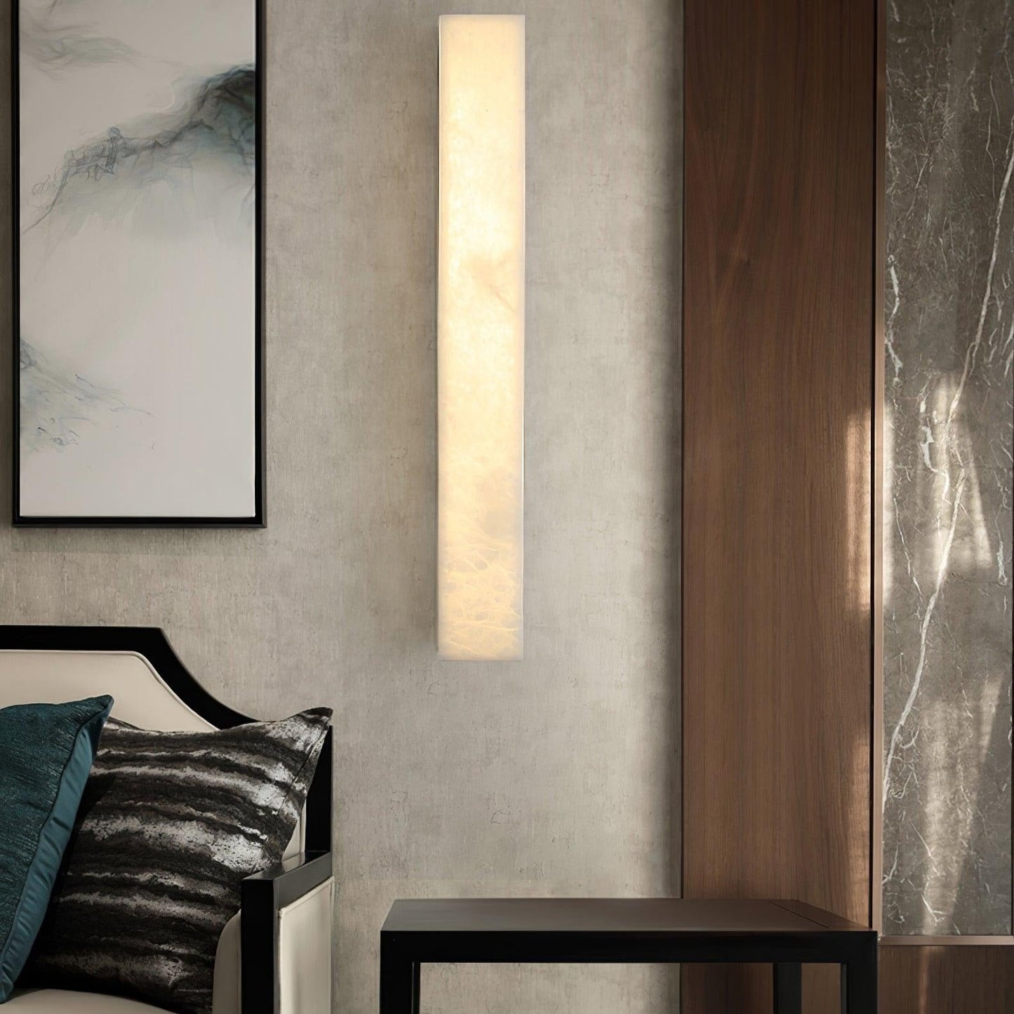 Isen Linear Wall Light in Brass and Alabaster