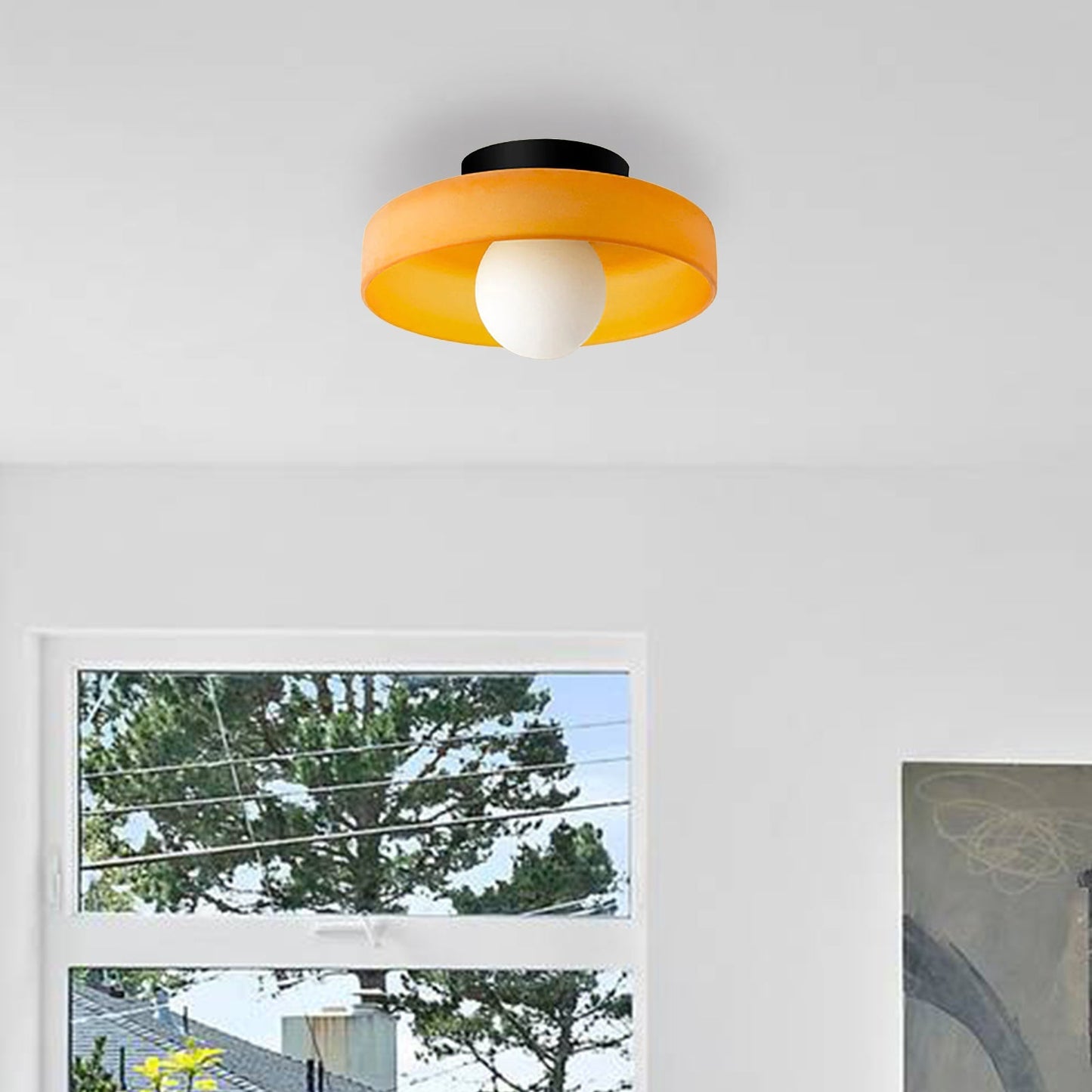 Contemporary Amber Glass Ceiling Light with G9 LED - Available in 25cm and 35cm, 220-240V