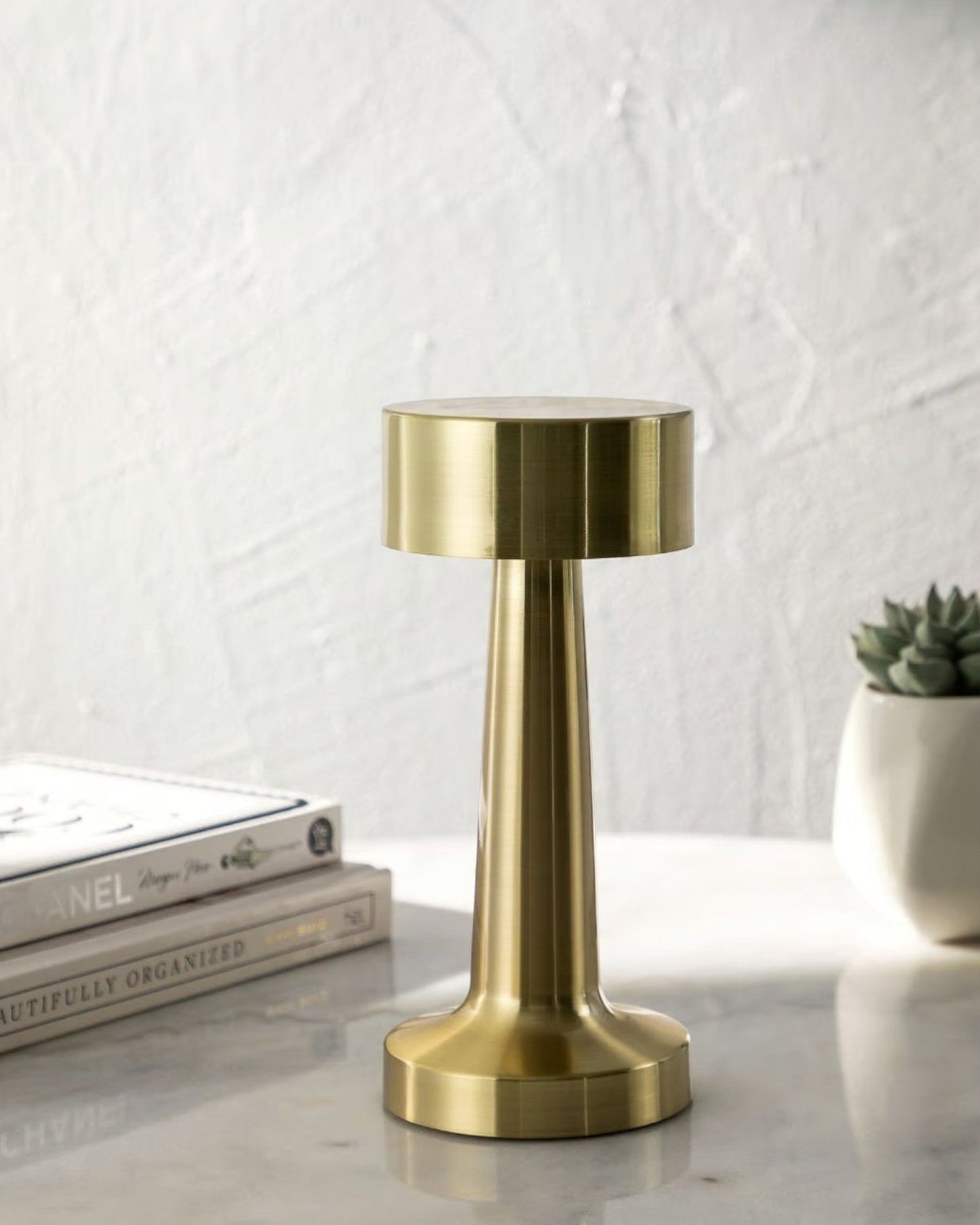 Vintage Gold Mull Wireless LED Table Lamp - Dimmable Design