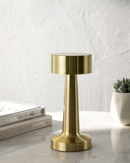Vintage Gold Mull Wireless LED Table Lamp - Dimmable Design