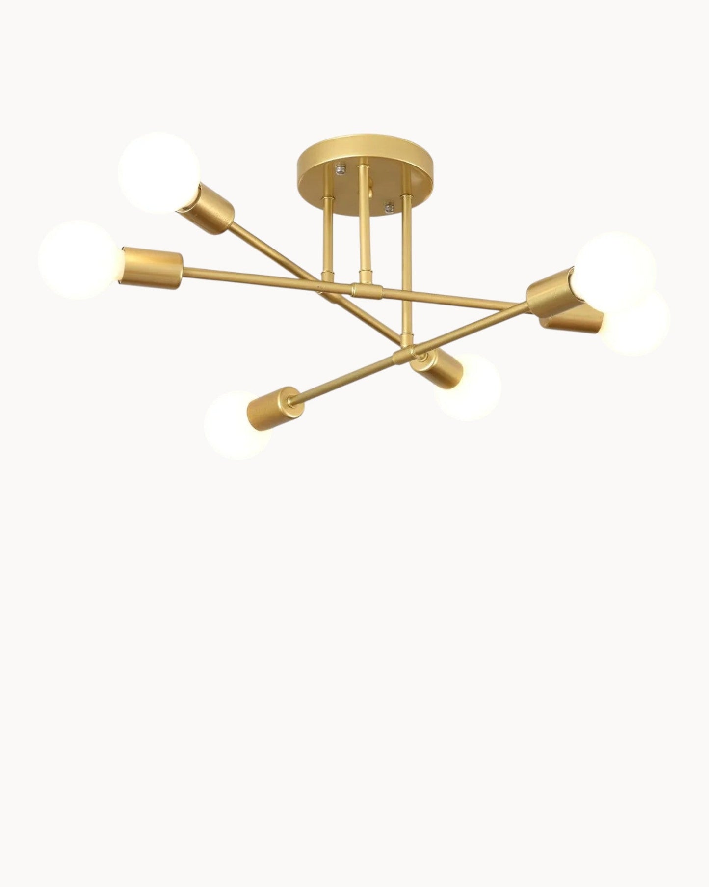 70cm Modern Retro Ceiling Light – 6-Bulb Black and Gold Design