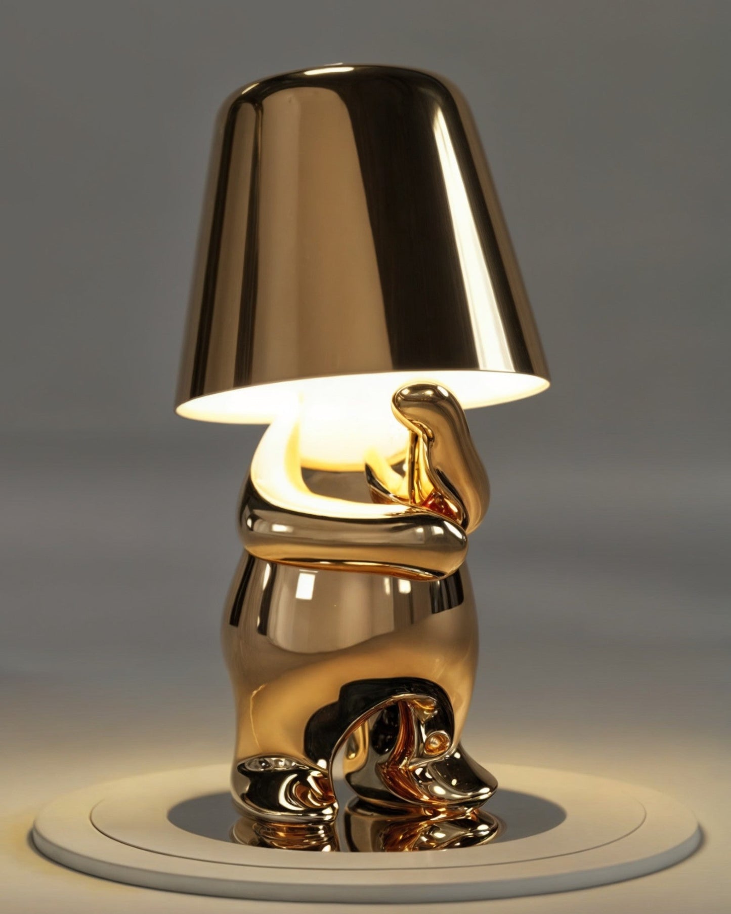 Gold USB Rechargeable Dimmable Table Lamp - 1800mAh Battery, Resin Design, 3W