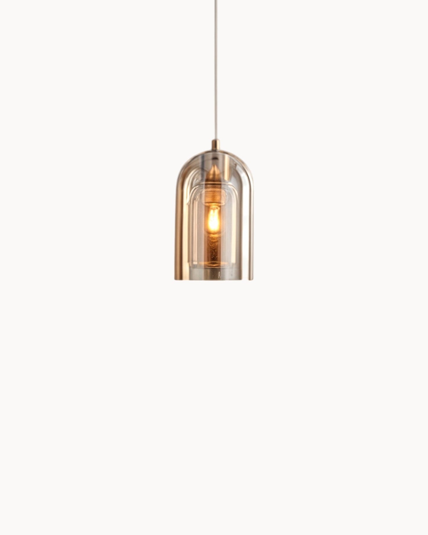 Contemporary Amber Glass Pendant Light with Copper and Wrought Iron Accents