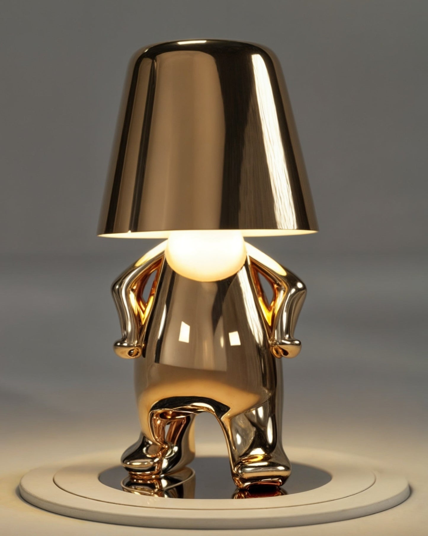 Gold USB Rechargeable Dimmable Table Lamp - 1800mAh Battery, Resin Design, 3W