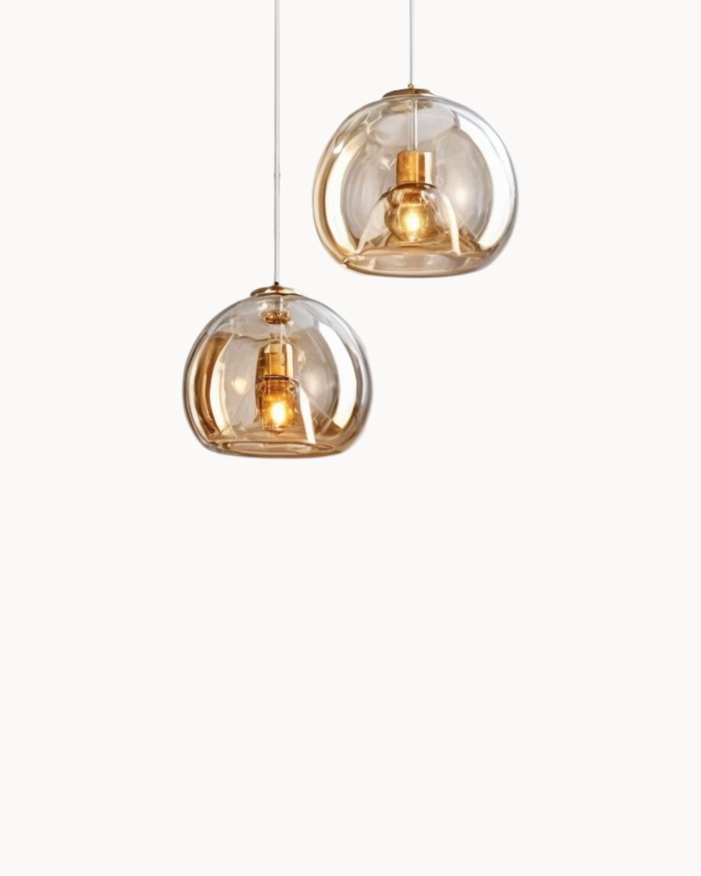 Contemporary Amber Glass Pendant Light with Copper and Wrought Iron Accents