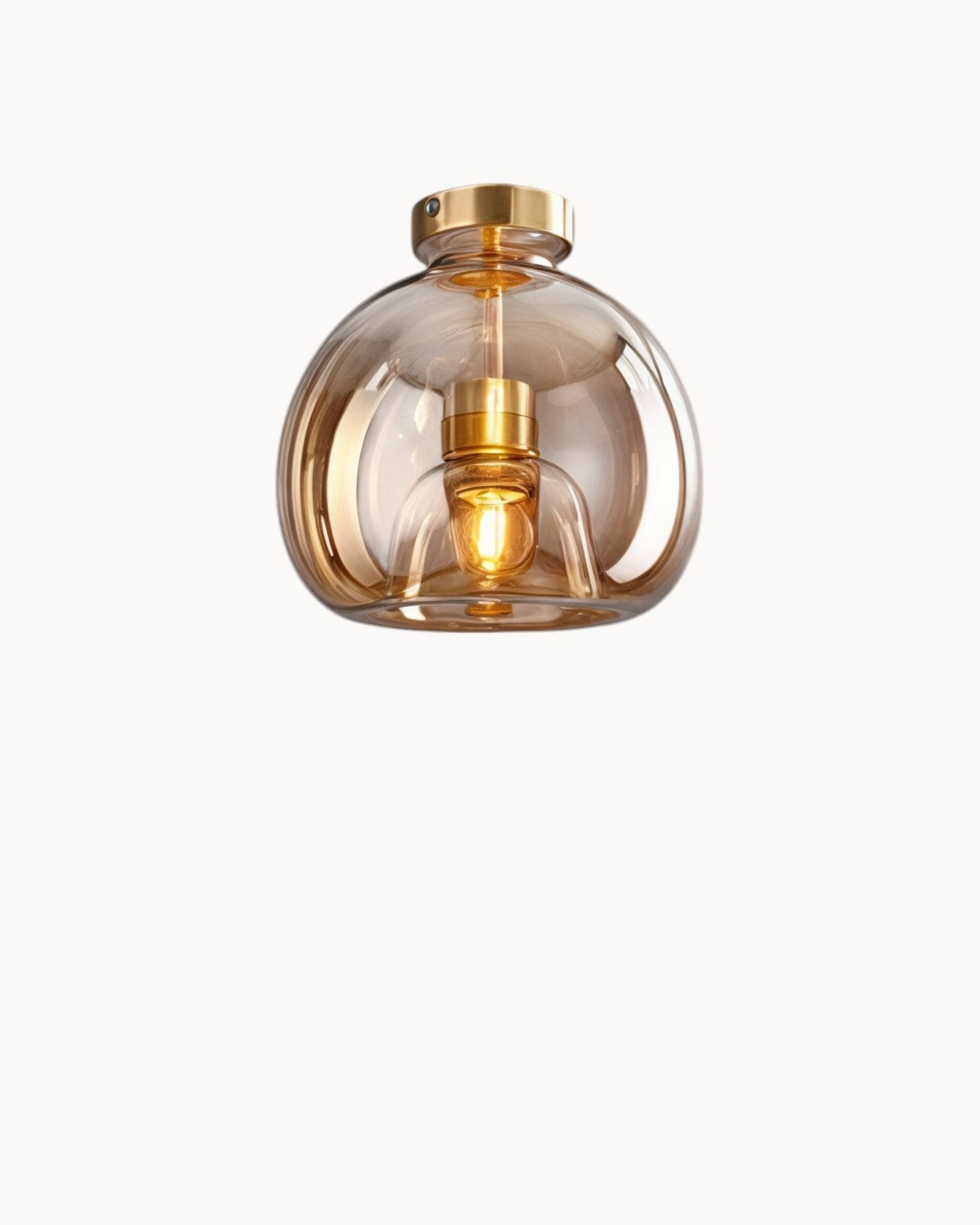 Contemporary LED Ceiling Light - Smoke Gray and Cognac Glass - 25 cm Diameter