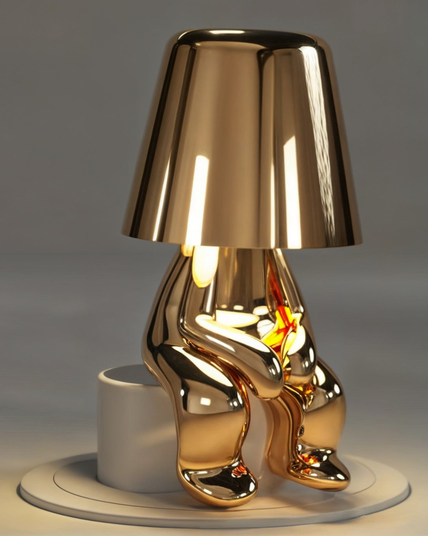 Gold USB Rechargeable Dimmable Table Lamp - 1800mAh Battery, Resin Design, 3W