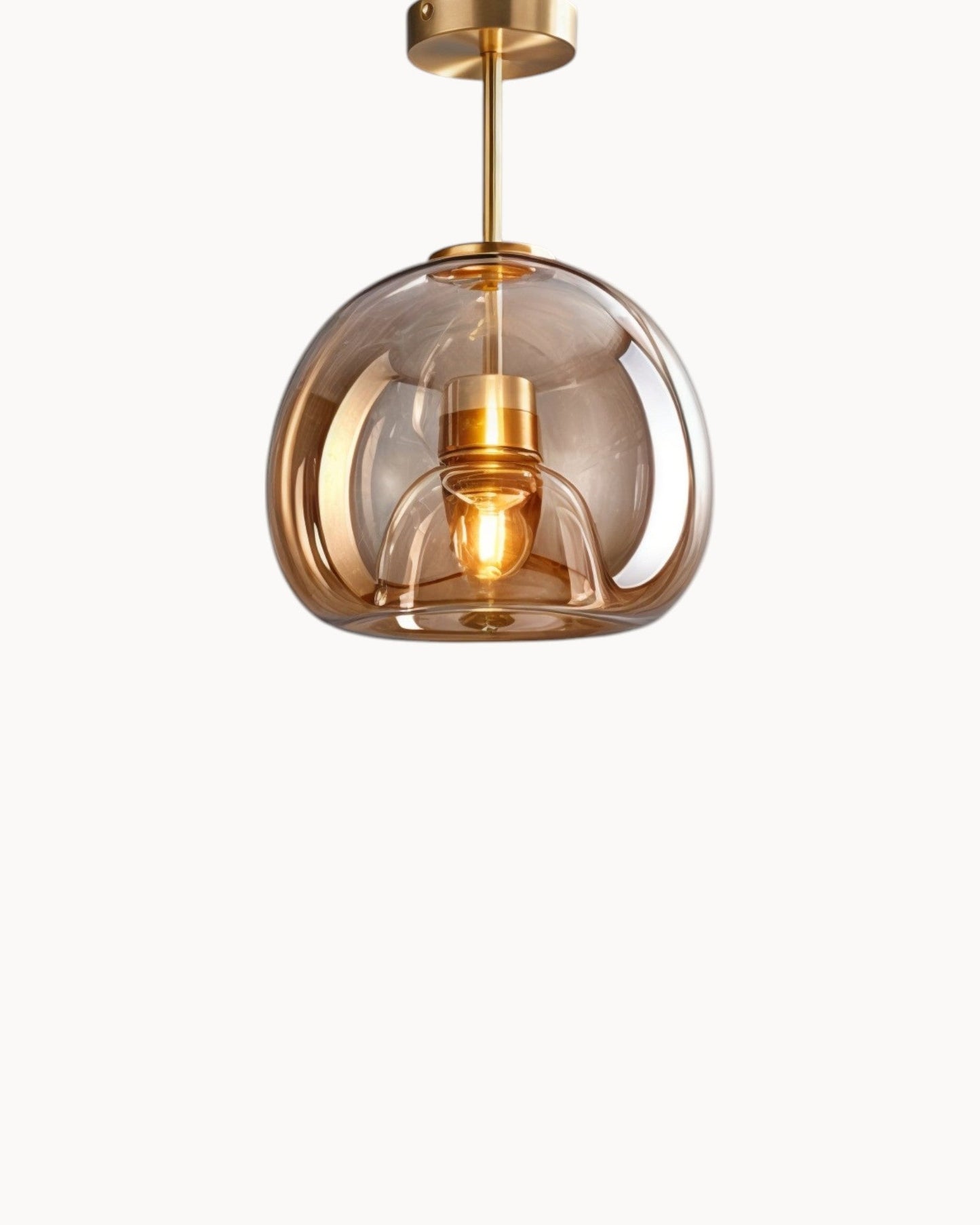 Contemporary LED Ceiling Light - Smoke Gray and Cognac Glass - 25 cm Diameter