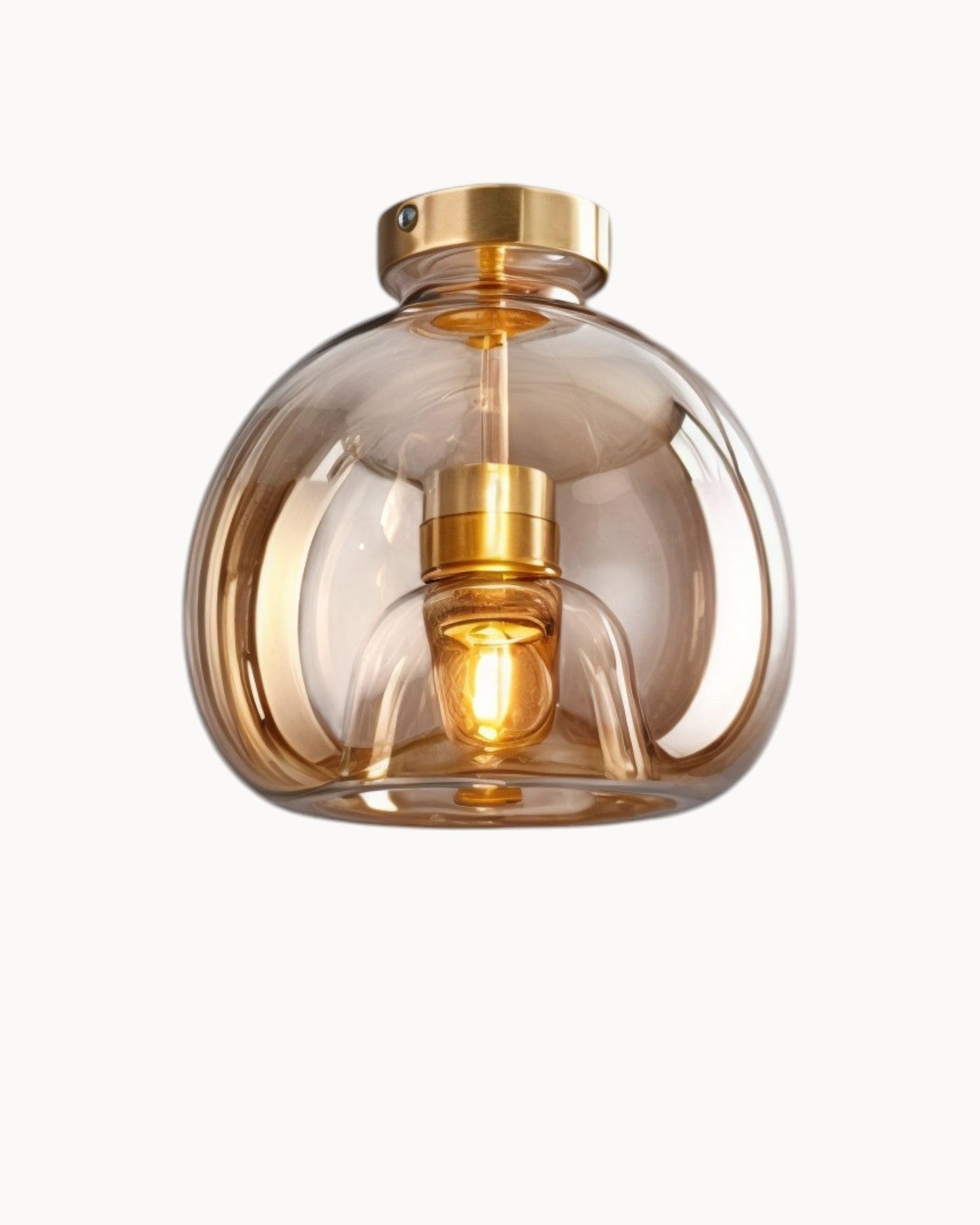 Contemporary LED Ceiling Light - Smoke Gray and Cognac Glass - 25 cm Diameter