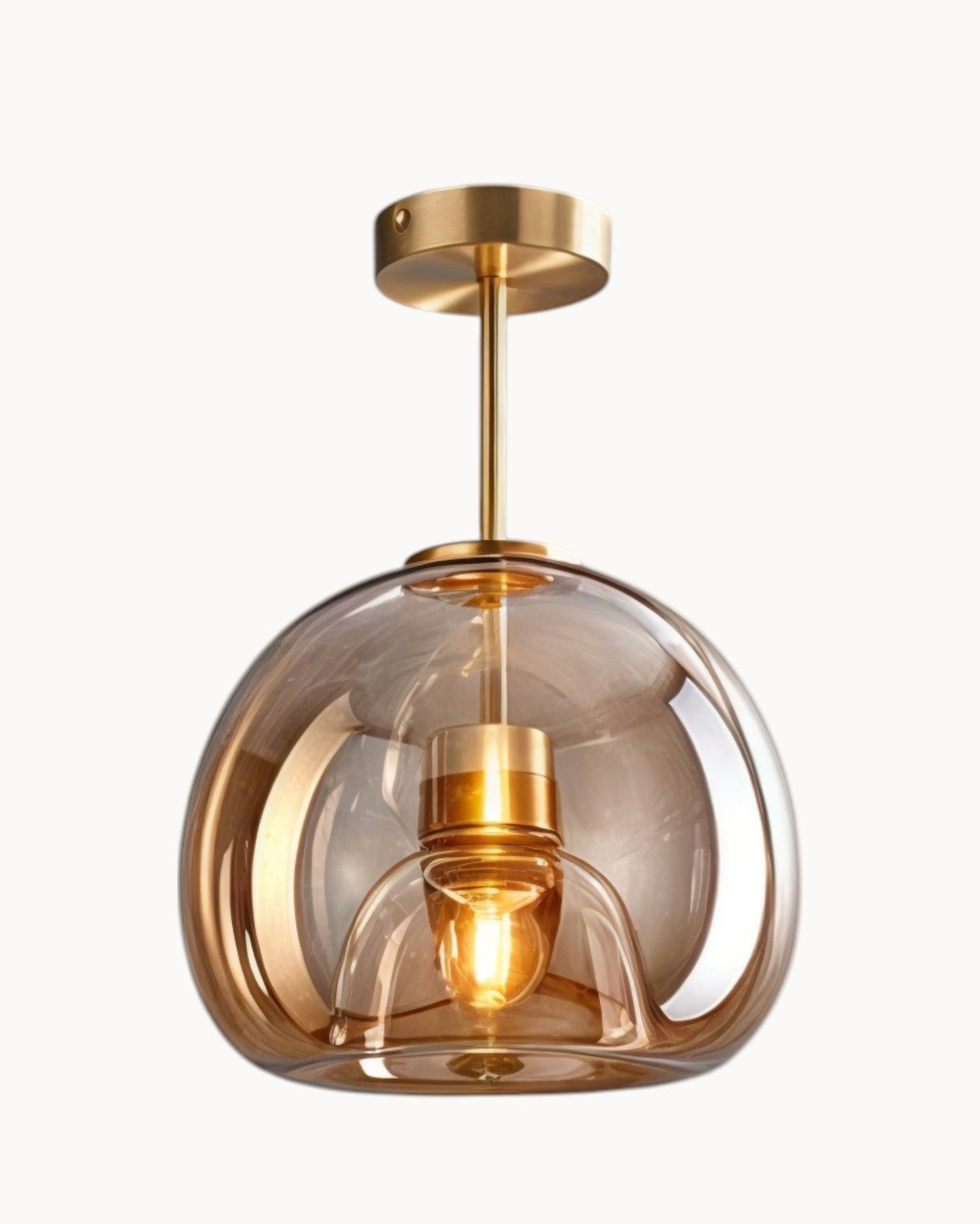 Contemporary LED Ceiling Light - Smoke Gray and Cognac Glass - 25 cm Diameter