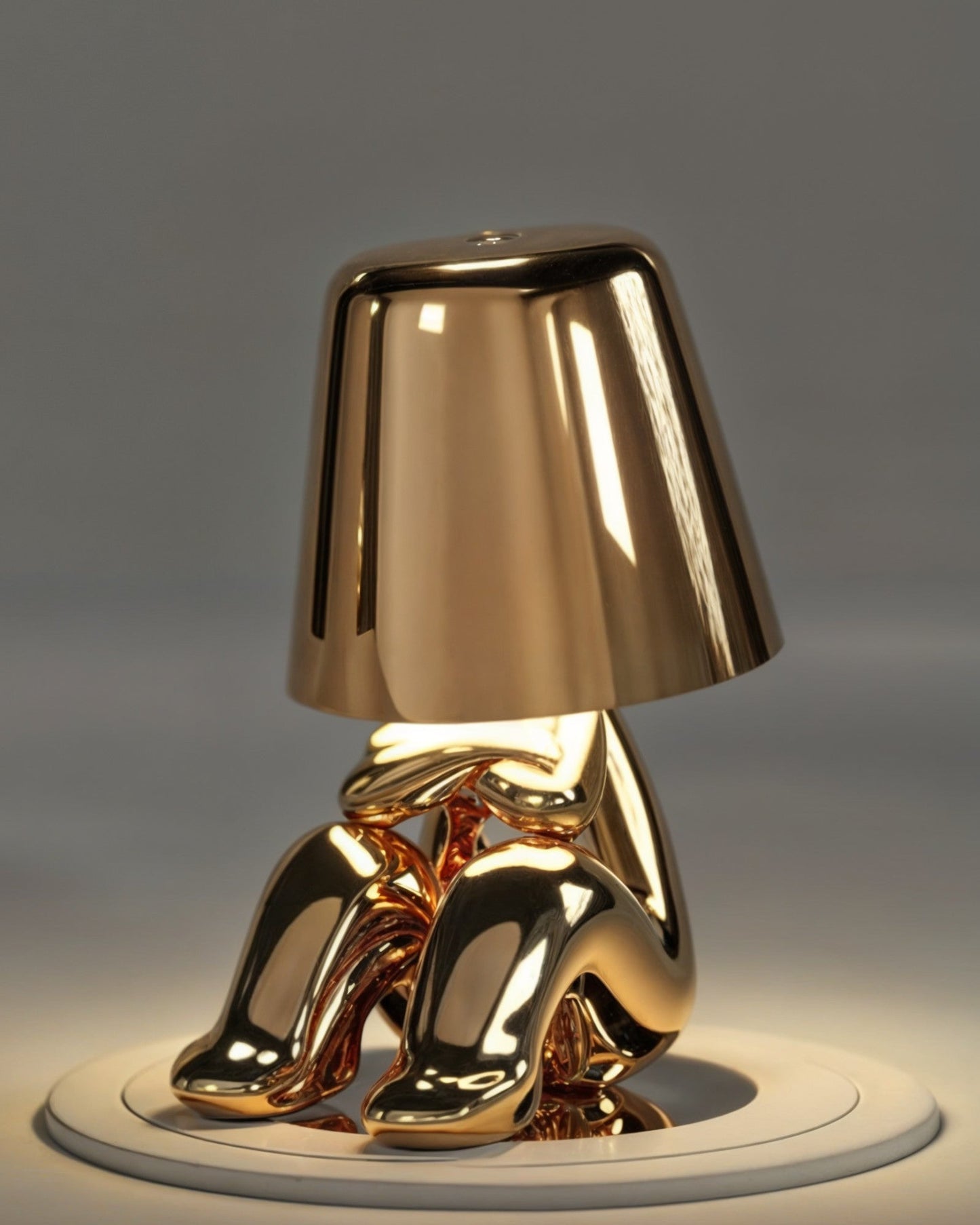 Gold USB Rechargeable Dimmable Table Lamp - 1800mAh Battery, Resin Design, 3W