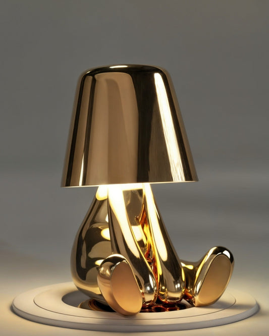 Gold USB Rechargeable Dimmable Table Lamp - 1800mAh Battery, Resin Design, 3W