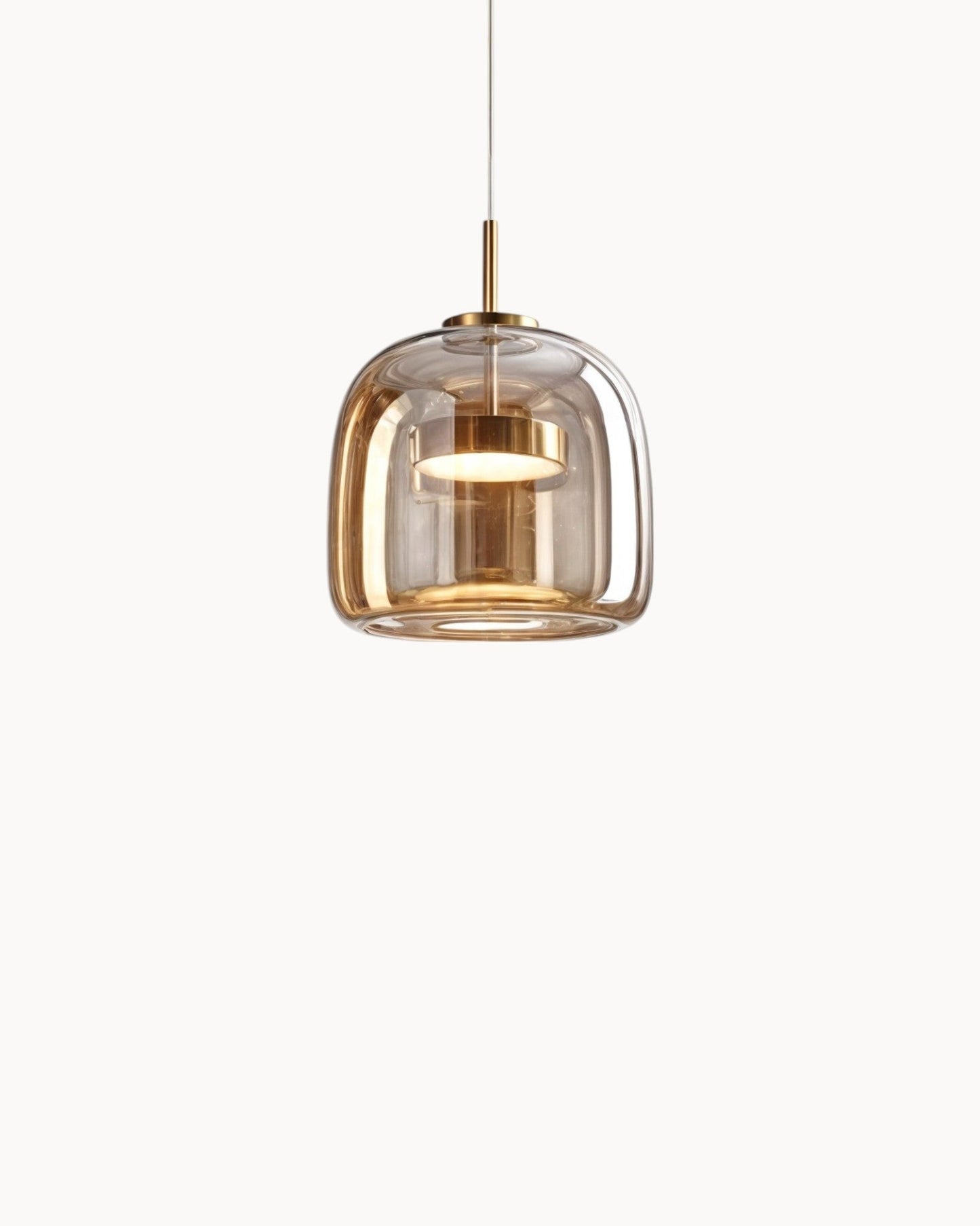 Contemporary Amber Glass Pendant Light with Copper and Wrought Iron Accents