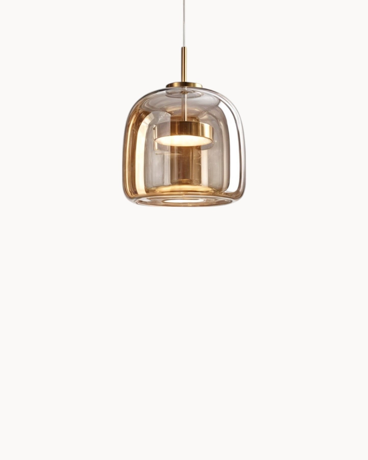 Contemporary Amber Glass Pendant Light with Copper and Wrought Iron Accents