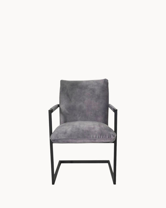 HSM Collection Boston Dining Chair Set of 2 – Gray Fabric and Metal