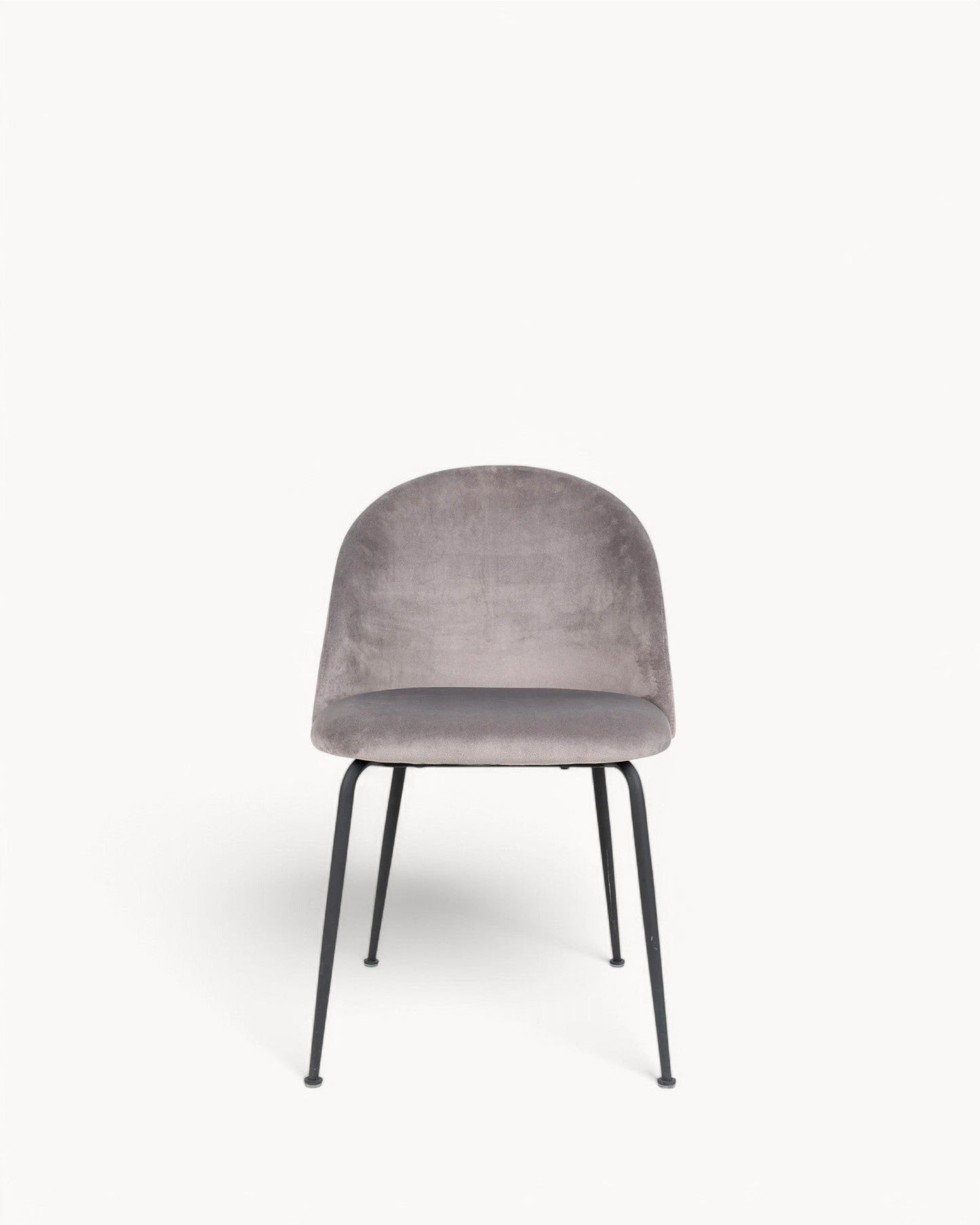 Geneva Dining Chair – Gray Velvet Upholstery with Black Metal Legs