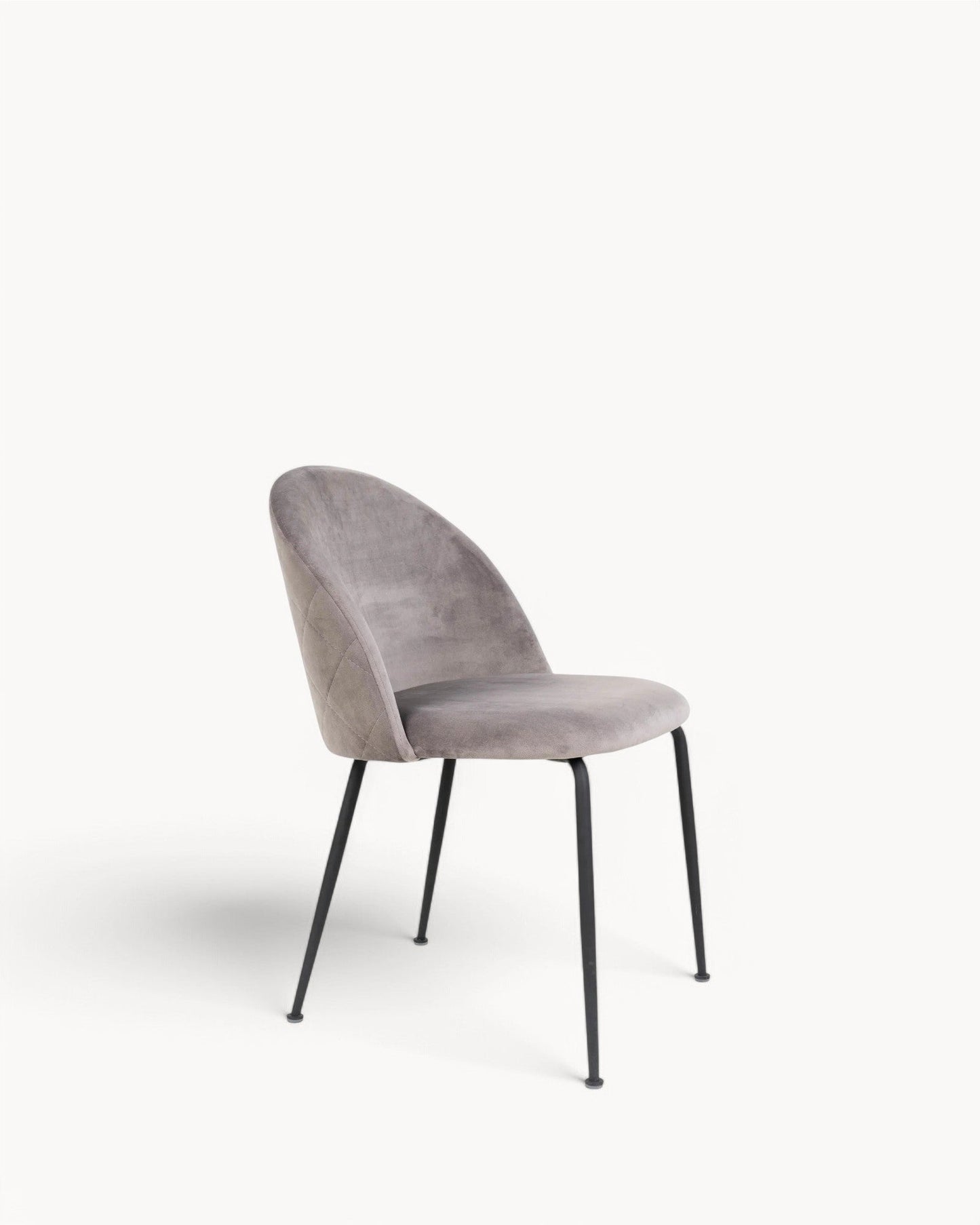 Geneva Dining Chair – Gray Velvet Upholstery with Black Metal Legs