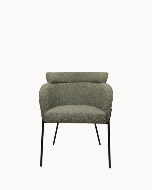 HSM Collection – Set of 2 Luca Dining Chairs – Gray/Black Bouclé Fabric