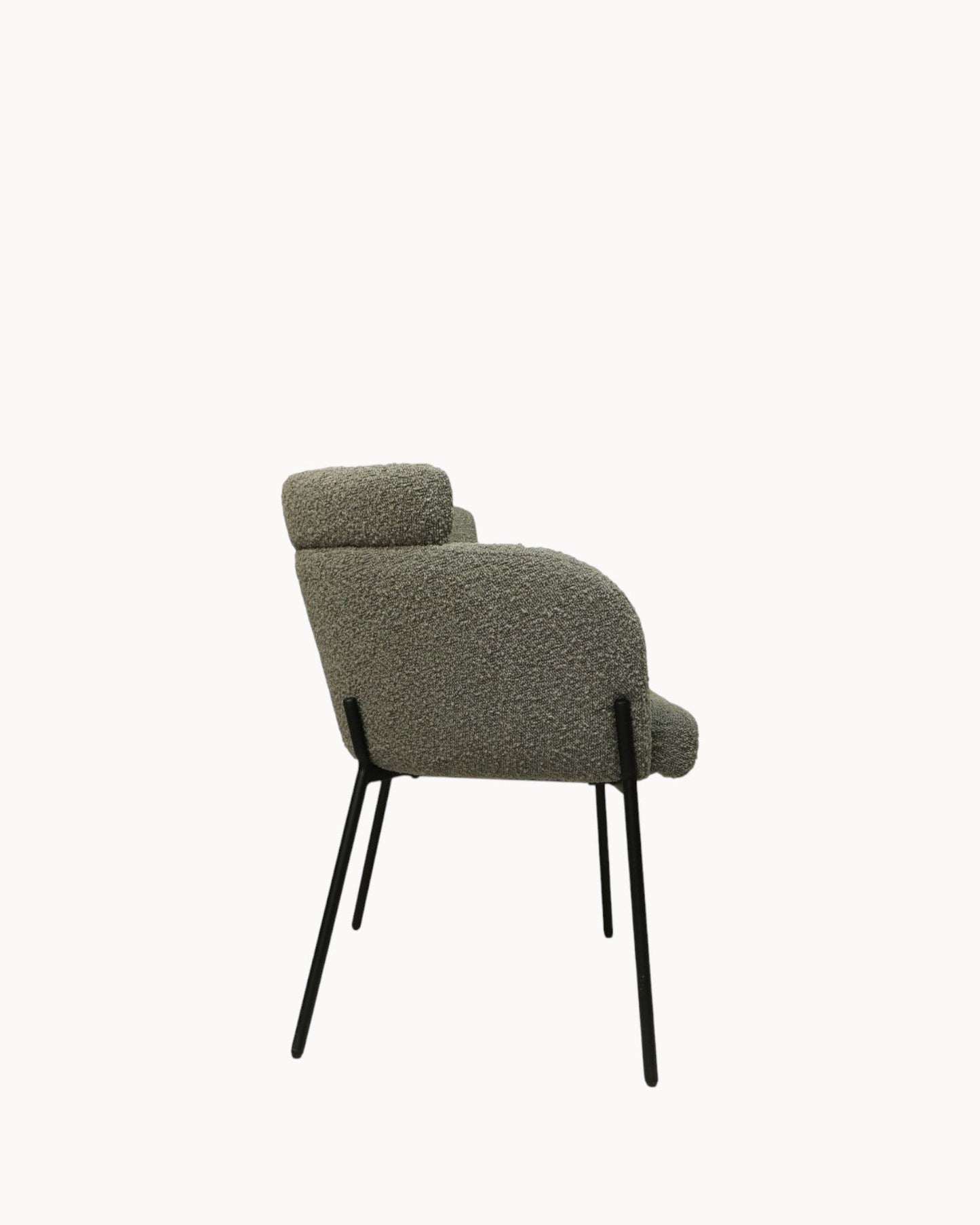 HSM Collection – Set of 2 Luca Dining Chairs – Gray/Black Bouclé Fabric