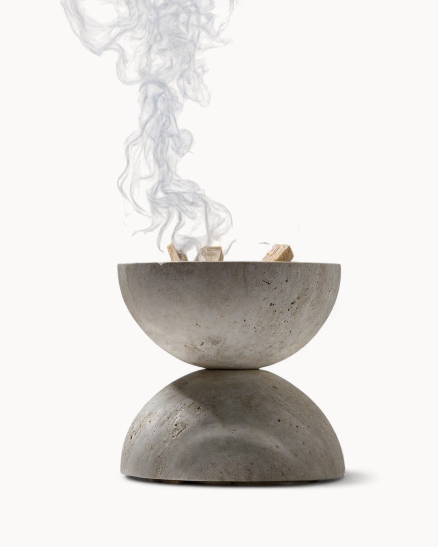 Handcrafted Beige Travertine Incense Holder – Wabi Sabi Natural Stone Design