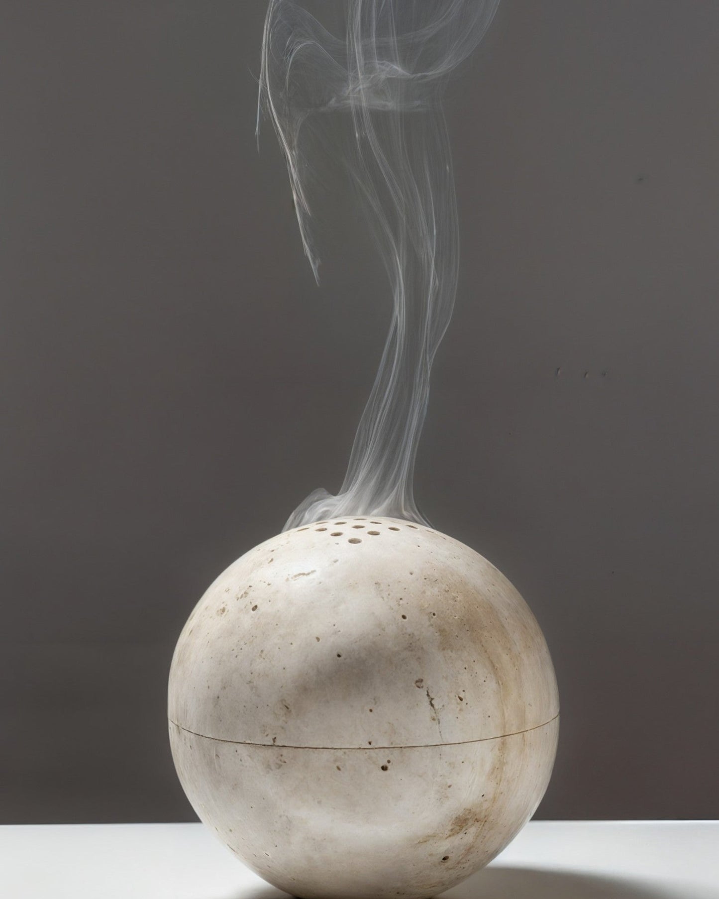 Handcrafted Beige Travertine Incense Holder – Wabi Sabi Natural Stone Design