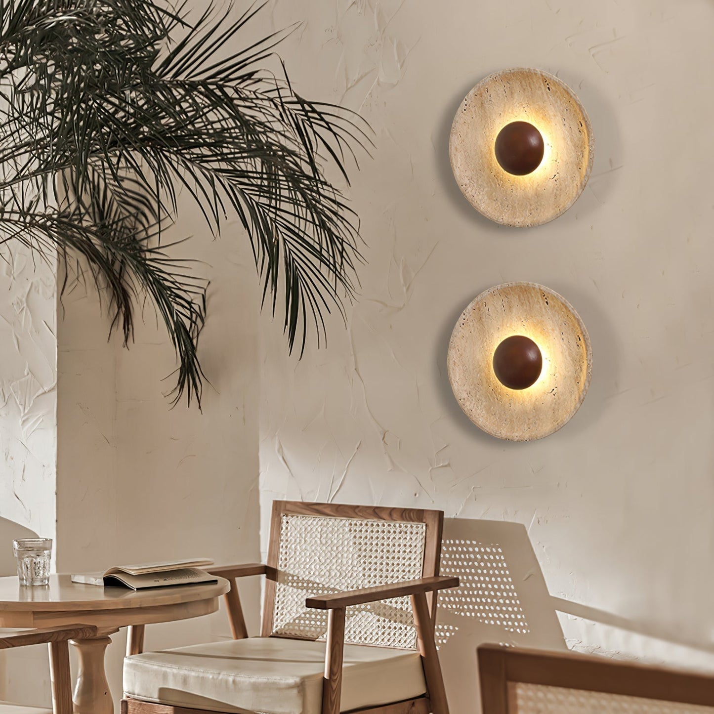 Travertine Aveny Rond Indoor Wall Light