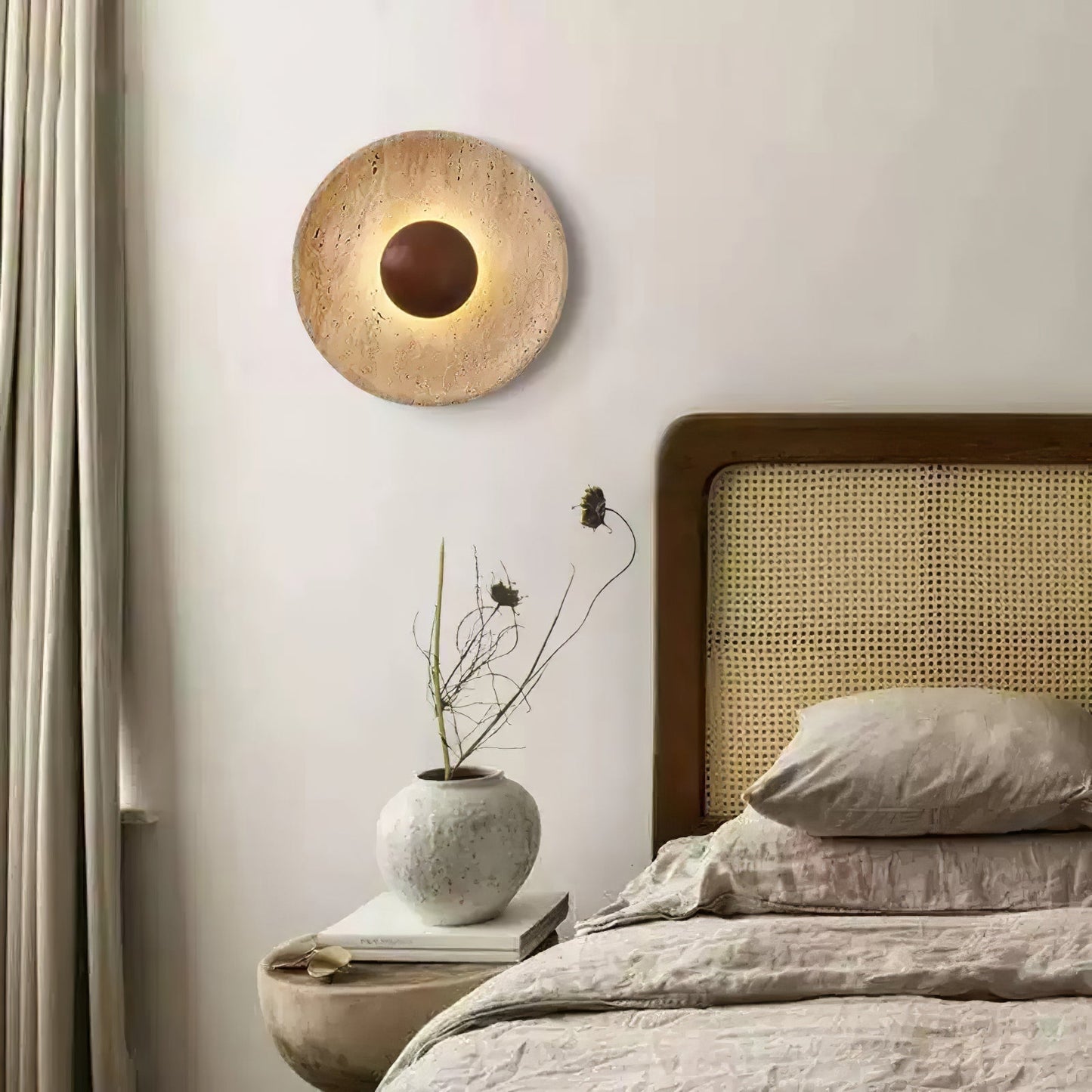 Travertine Aveny Rond Indoor Wall Light