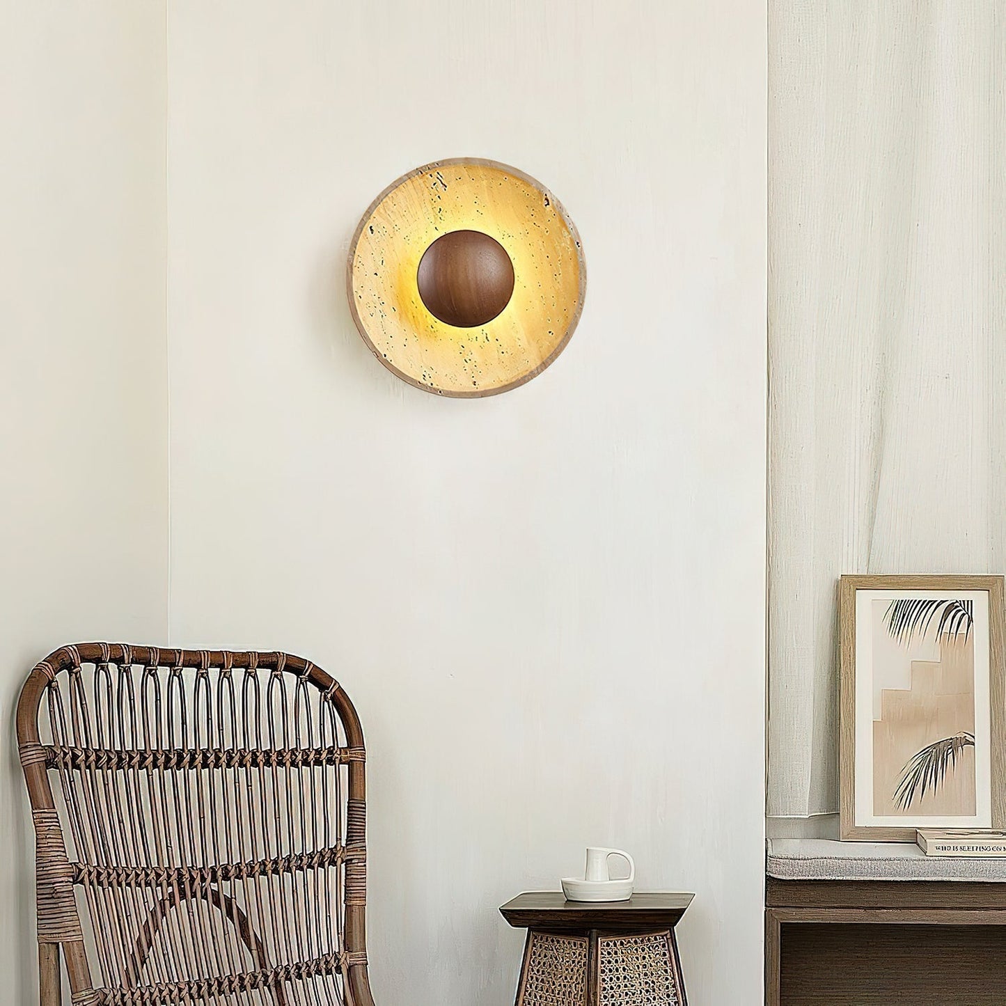 Travertine Aveny Rond Indoor Wall Light