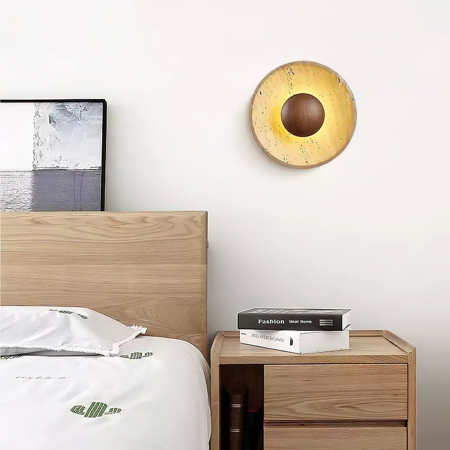 Travertine Aveny Rond Indoor Wall Light