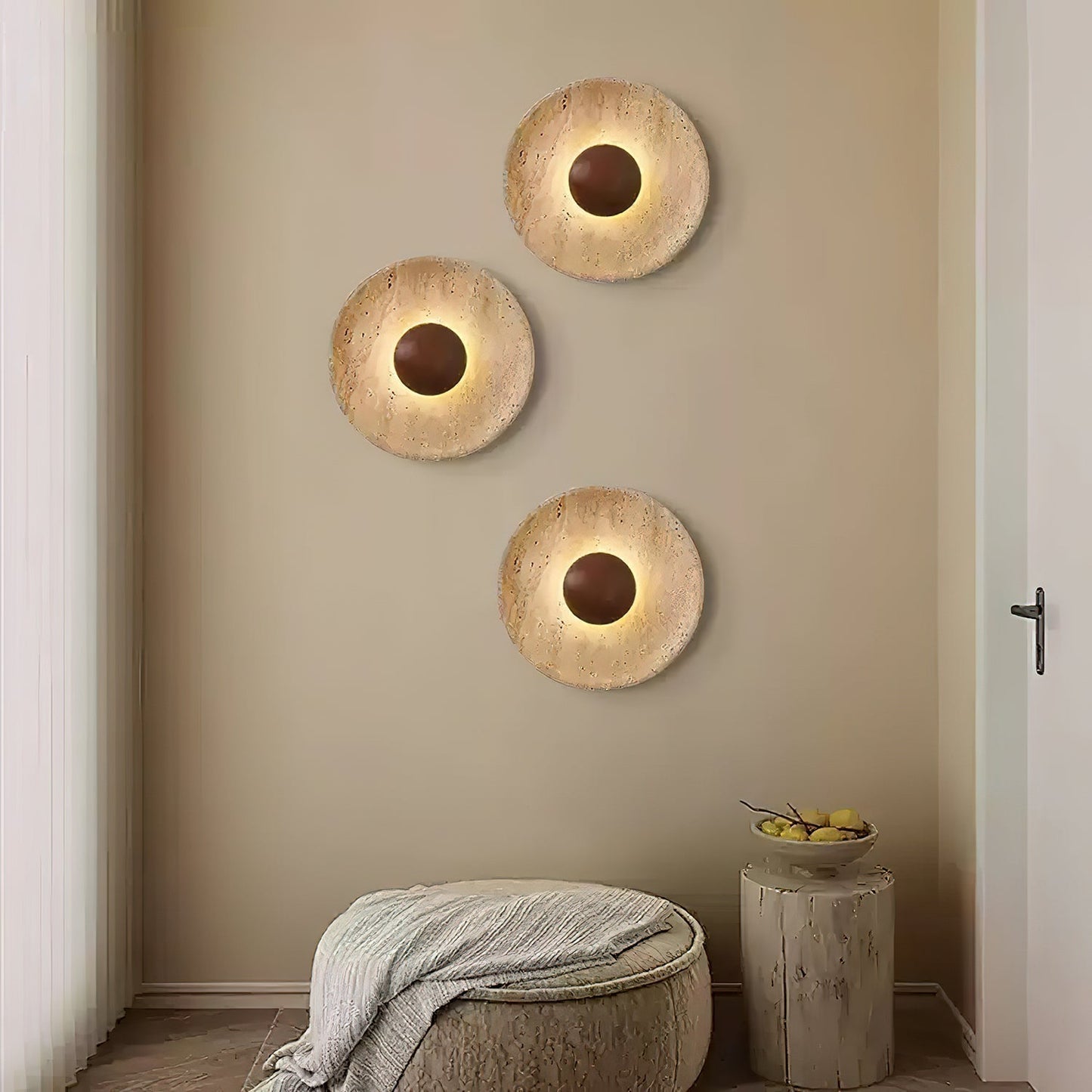 Travertine Aveny Rond Indoor Wall Light