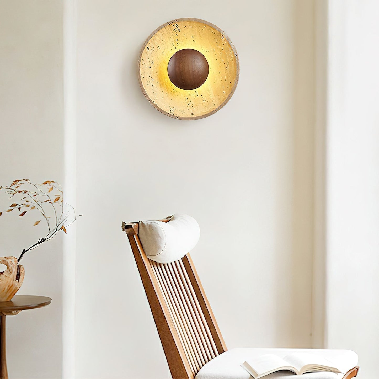 Travertine Aveny Rond Indoor Wall Light