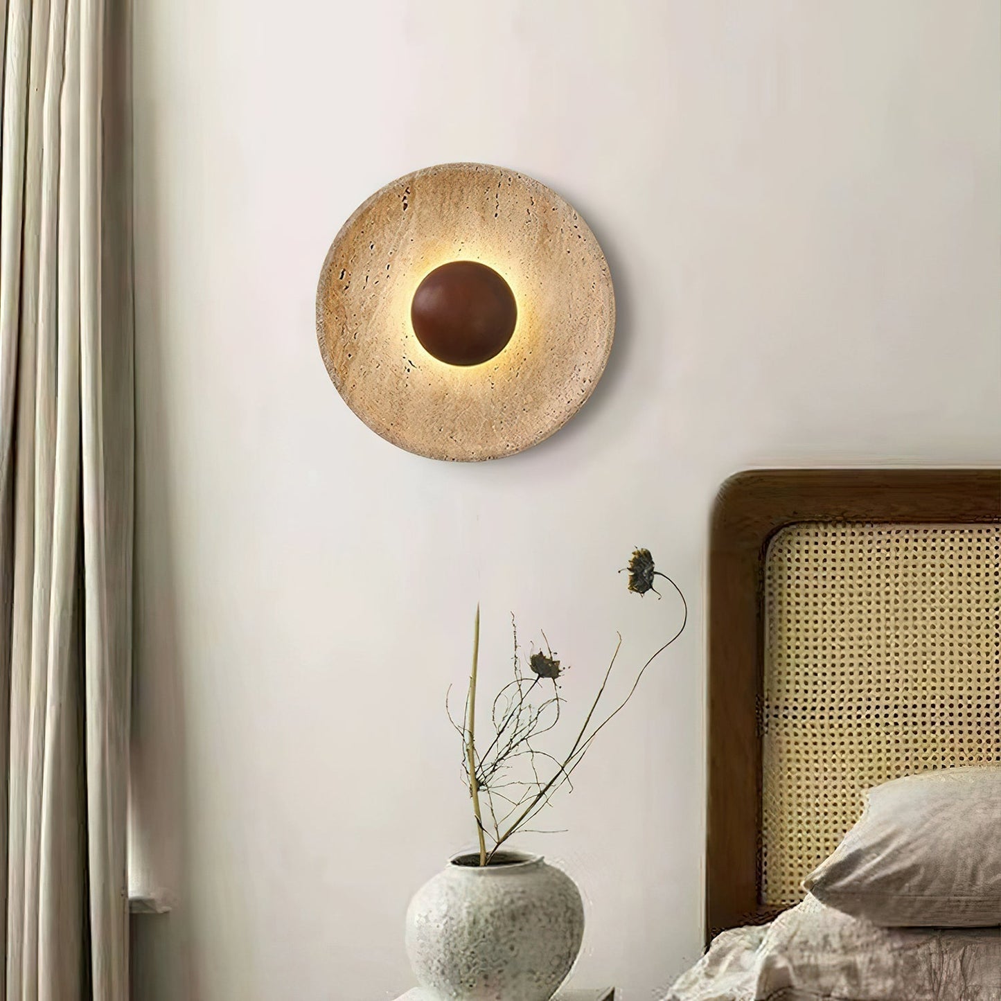 Travertine Aveny Rond Indoor Wall Light