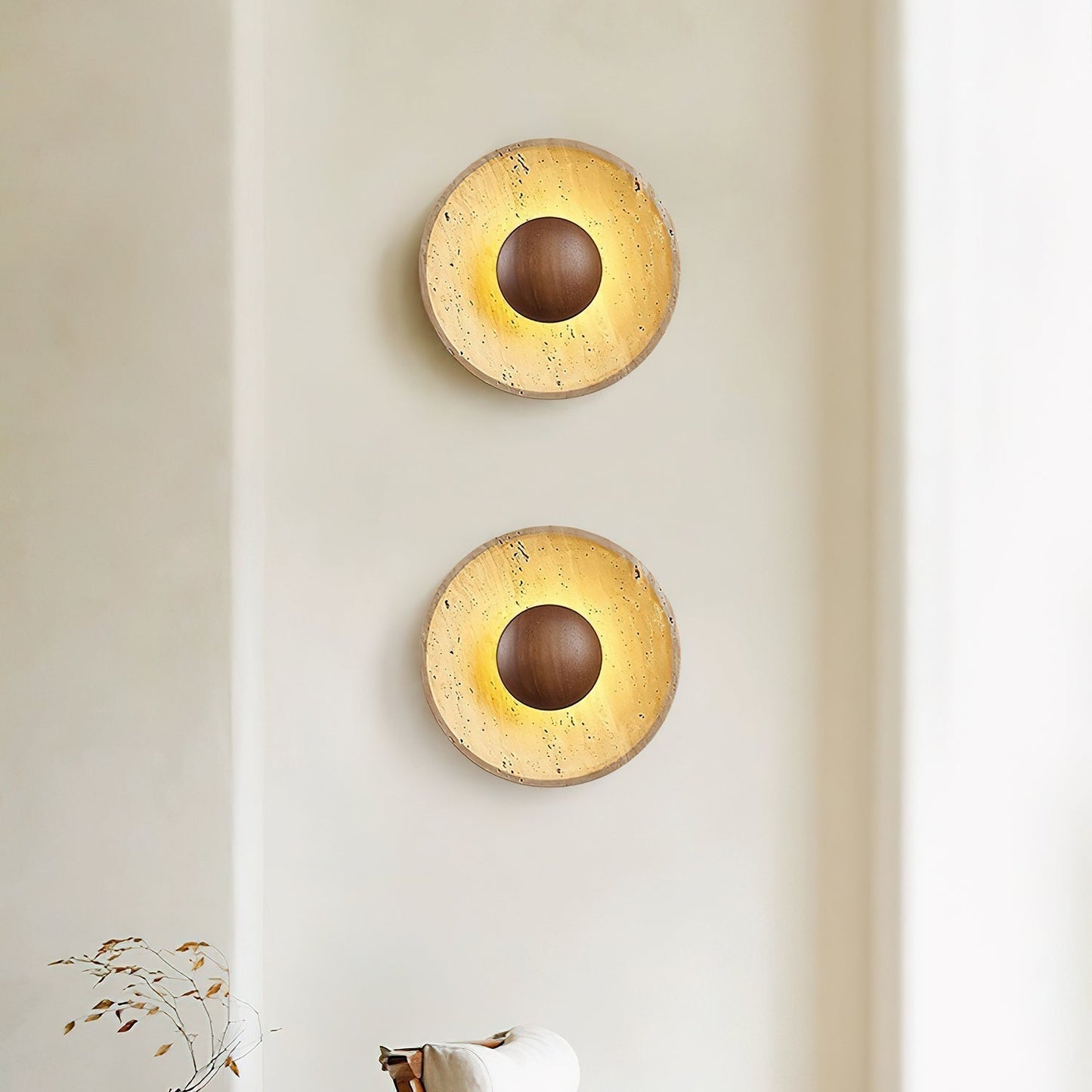 Travertine Aveny Rond Indoor Wall Light