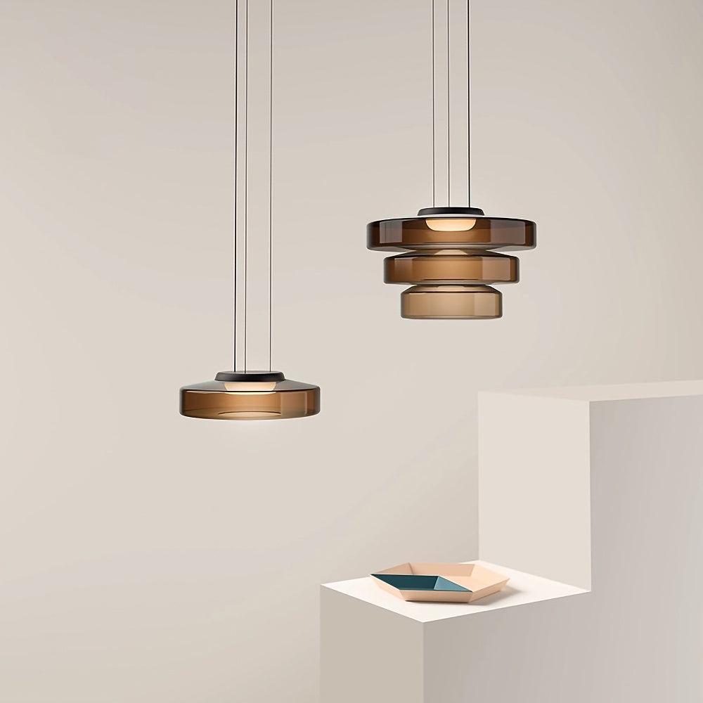 Contemporary Glass Pendant Light | Adjustable Hanging Cable & LED Bulbs | 12W