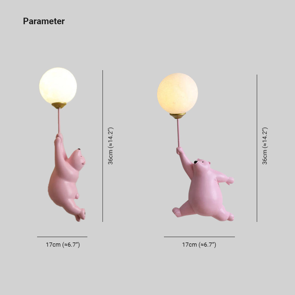 Arisha Design White Bear LED Wall Light for Kids' Rooms and Bedrooms