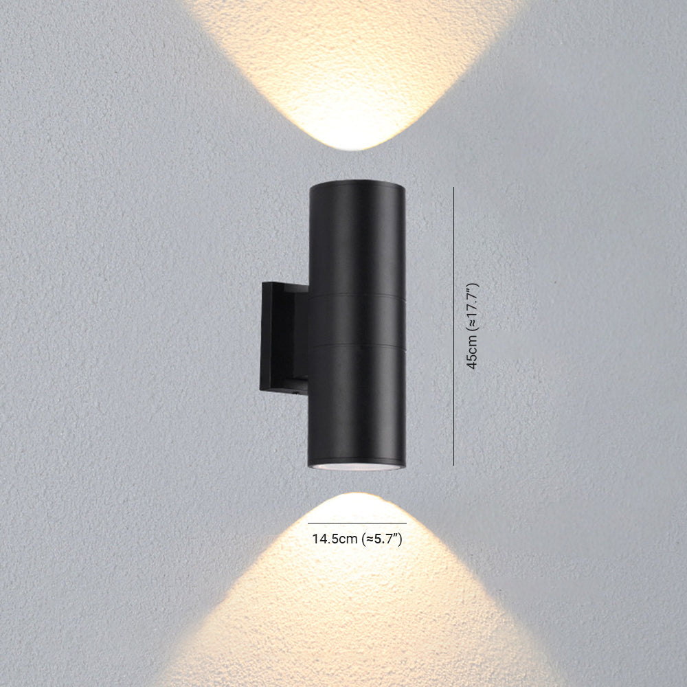 Ray Contemporary Double-Head LED Wall Light - Black Outdoor Metal & Glass