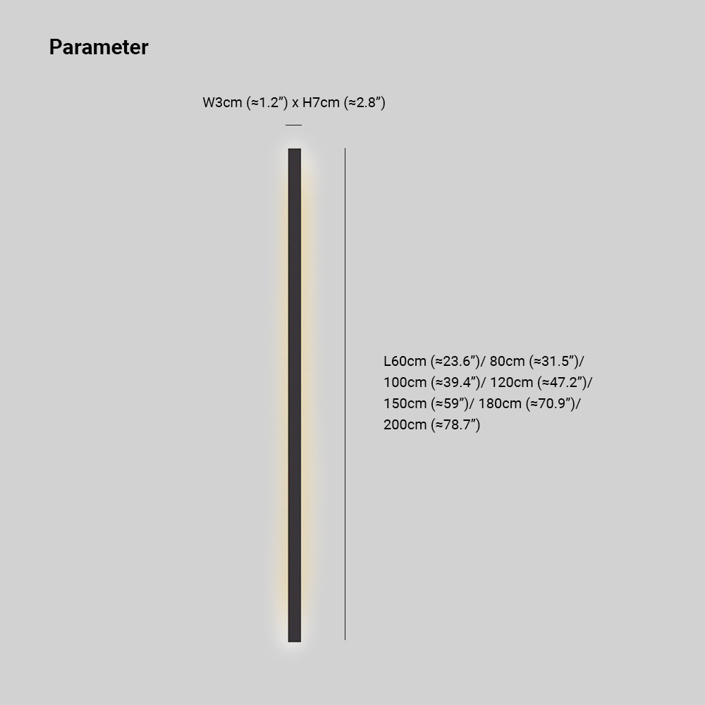 Arisha Slim Linear Modern LED Wall Lamp - Black Metal for Living Room/Indoor Use