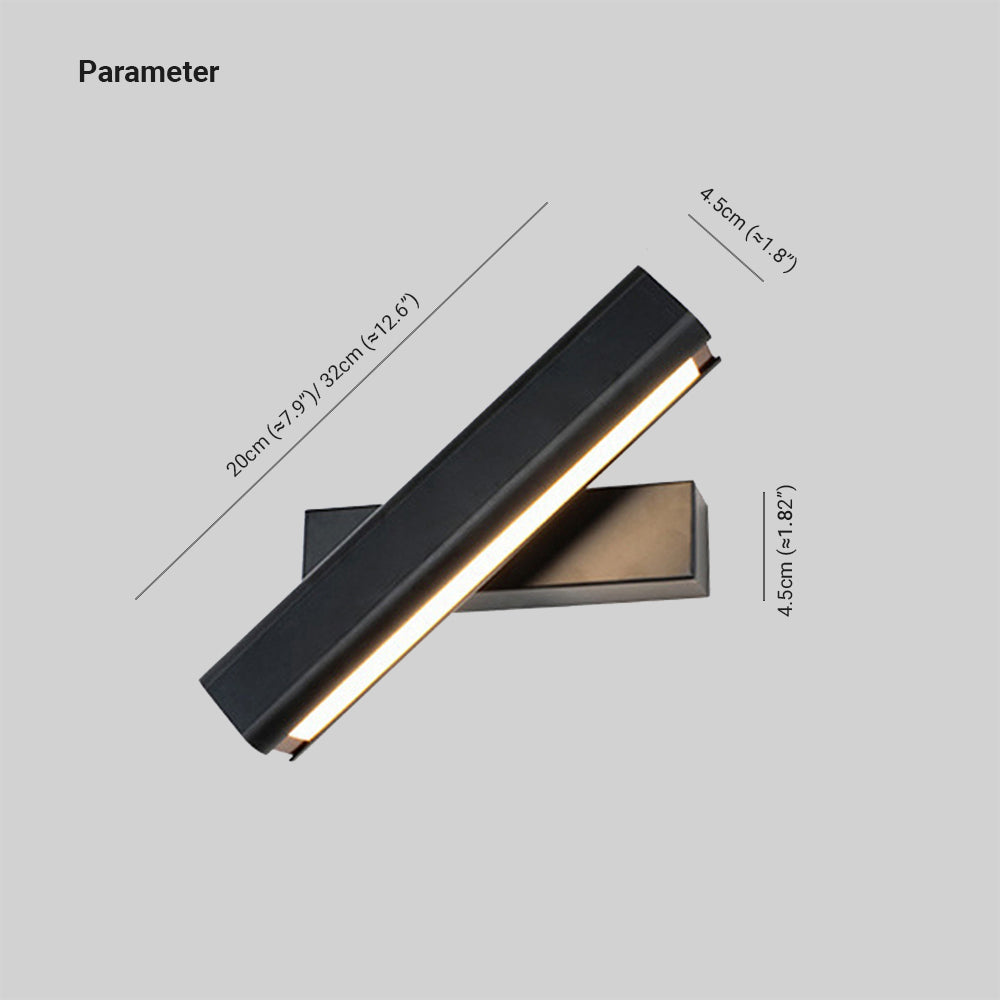 Arisha Contemporary Rotatable LED Wall Light - Rectangular Metal/Wood Design for Living Room
